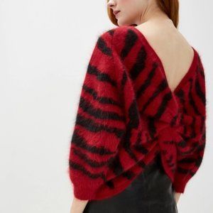 Ba & Sh Zaya Zebra-stripe Sweater In Red